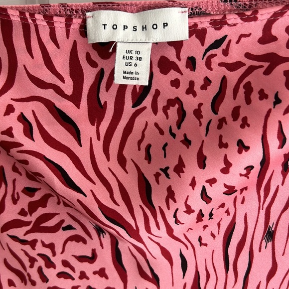 TOPSHOP Zebra Bias satin midi skirt - Picture 3 of 3